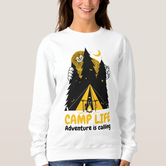 Sudadera Monstruo Divertido de Camping – Aventura de Vida e (Anverso)