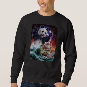 Sudadera Monstruo Gigante Panda Mientras Kraken Ataque Un B