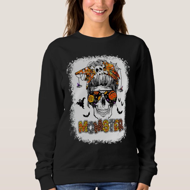 Sudadera Monstruosa Halloween Monstruo Moño Desordenado Cal (Anverso)