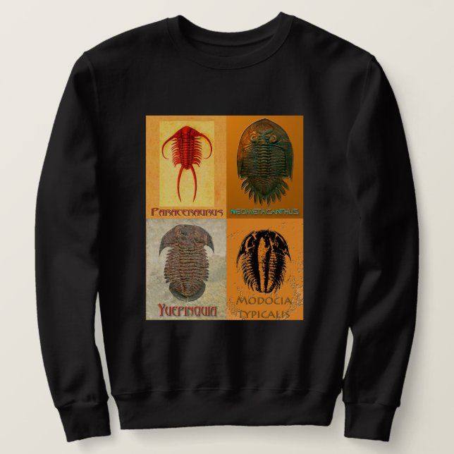 Sudadera Montaje de cuatro trilobitas fósiles (Anverso del diseño)