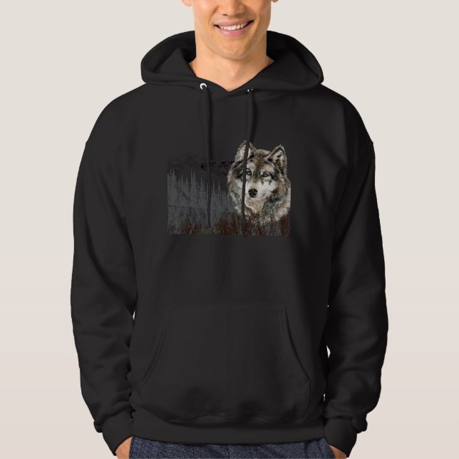 Sudadera Montaña con acuarela Lobo Salvaje animal