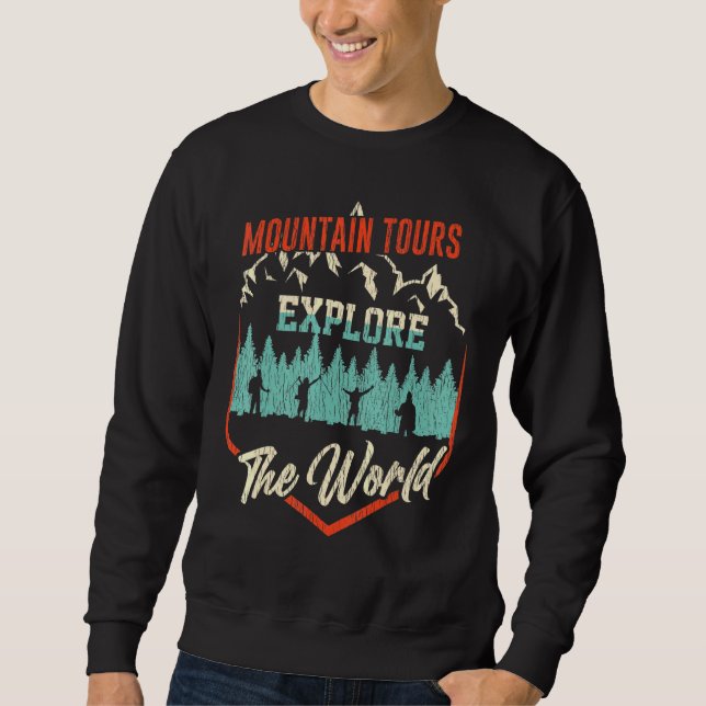 Sudadera Montaña de excursión retro llama al campamento al  (Anverso)