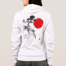 Montaña de lavado de tinta japonesa y hoodie solar