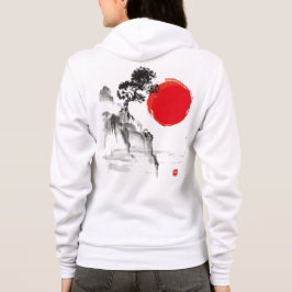 Sudadera Montaña de lavado de tinta japonesa y hoodie solar