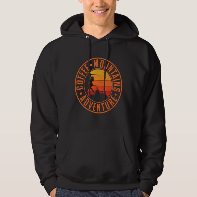 Sudadera Montañas De Café Y Escalada De Aventura Retro (Anverso)