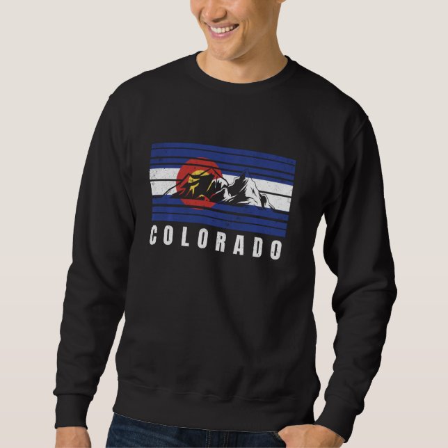 Sudadera Montañas de la puesta de sol retro de la bandera d (Anverso)