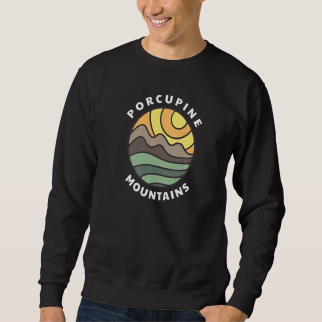 Sudadera Montañas Porcupine Michigan MI Porkies Vacaciones  (Anverso)