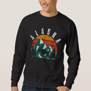 Sudadera Montañas Retro Alaska Moose de vida salvaje
