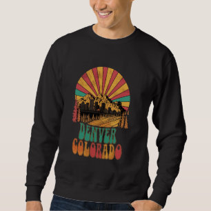 Sudadera Montañas Retro Denver Colorado Sunset Skyline Vin