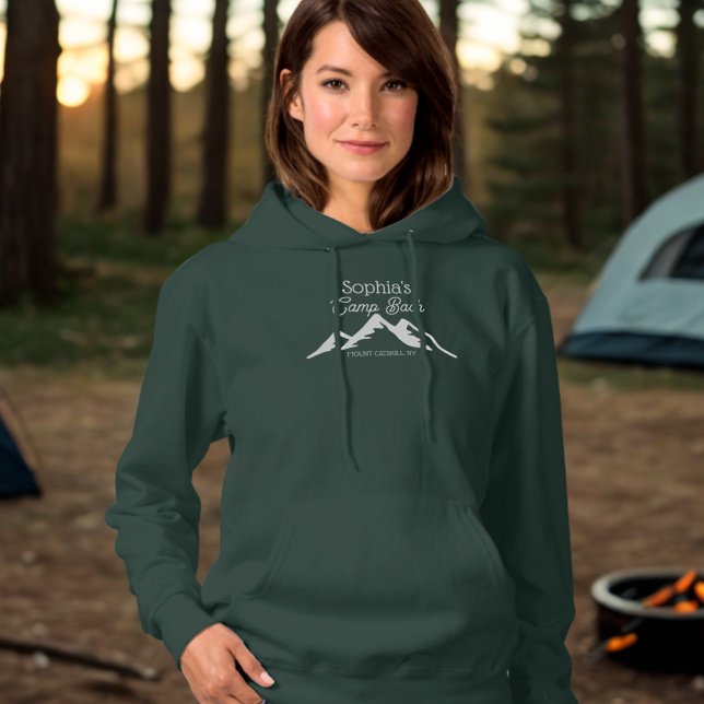 Sudadera Montañas Retro Personalizadas Camp Bach Green (A cozy hoodie for all your campers.)