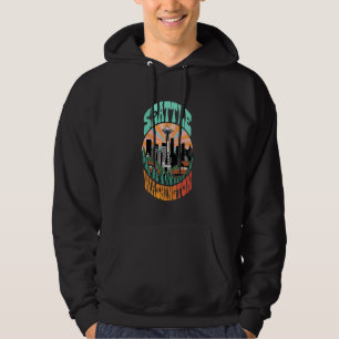 Sudadera Montañas y puesta de sol vintage Seattle Washingto