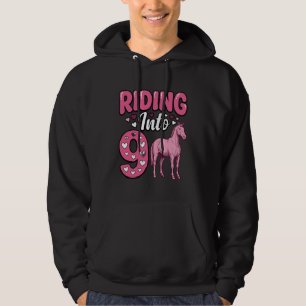 Sudadera Montando en 9 Cumpleaños de caballo Camiseta vinta