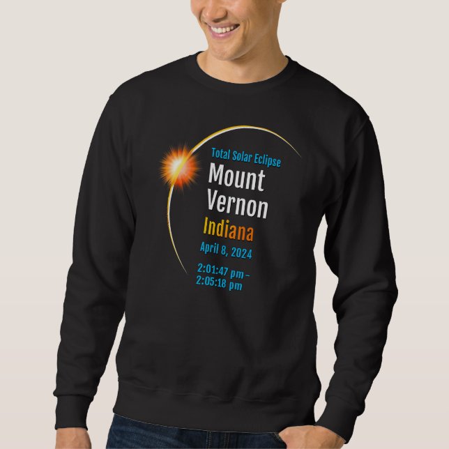 Sudadera Monte Vernon Indiana En Eclipse Solar Total 2024 1 (Anverso)