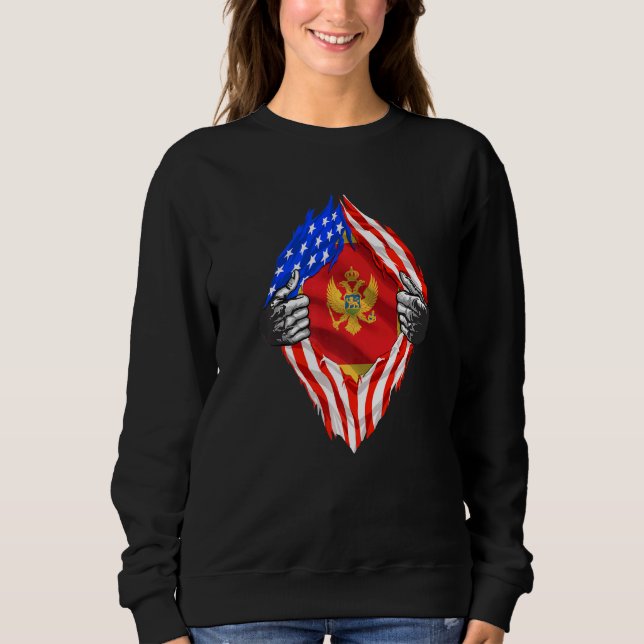 Sudadera Montenegro Roots Ee.Uu. Bandera Patriótica Montene (Anverso)