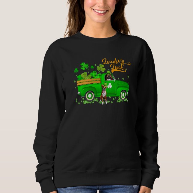 Sudadera Montones De Luck Leprechaun Boxer Dog & Truck St P (Anverso)