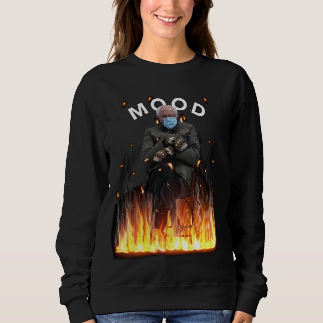 Sudadera Mood Funny Bernie Sanders Mittens Flama Meme (Anverso)