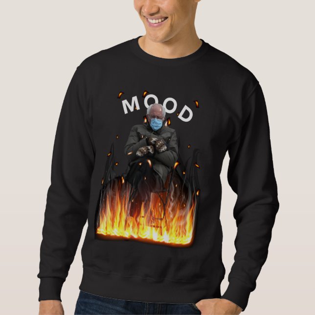 Sudadera Mood Funny Bernie Sanders Mittens Flama Meme (Anverso)