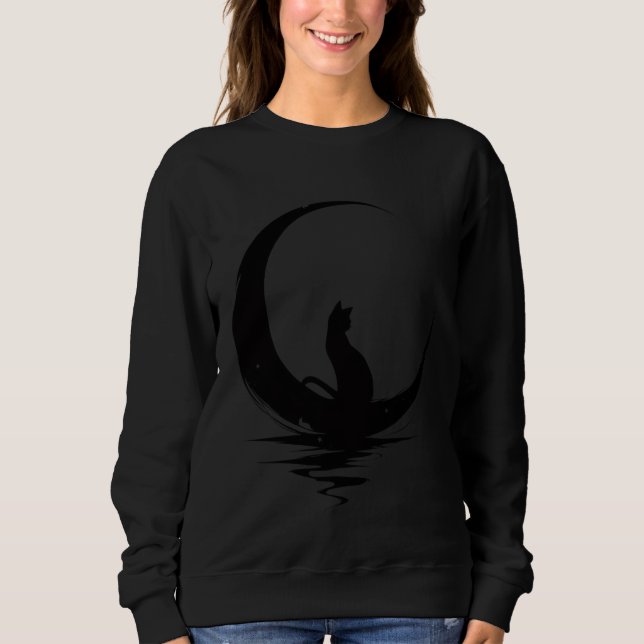Sudadera Moon Cat T-Shirt – Witchy Celestial Black Cat Grap (Anverso)