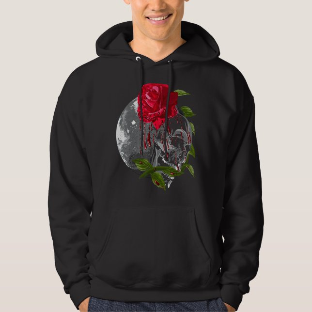 Sudadera Moon Rosa Skull Ilustracion gótico Emo Death Meta (Anverso)