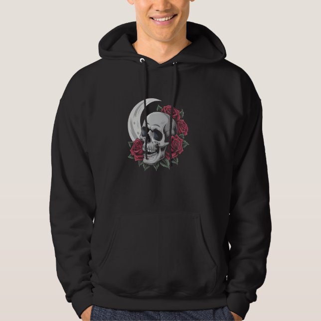 Sudadera Moon Rosa Skull Ilustracion gótico Emo Death Meta (Anverso)