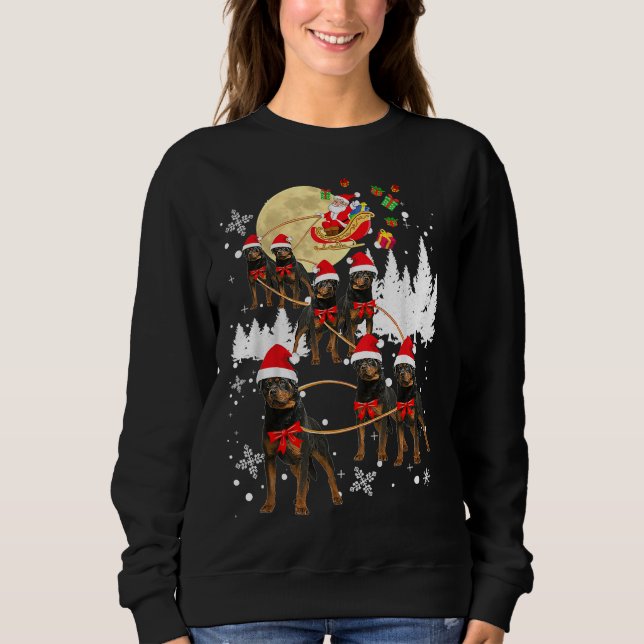 Sudadera Moon Santa Dog, Navidades de renos de Rottweiler (Anverso)