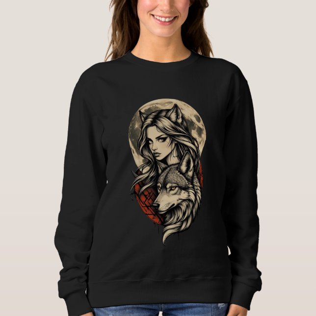 Sudadera Moonbound Guardian She of the Wolf Moon Lunar Wolf (Anverso)