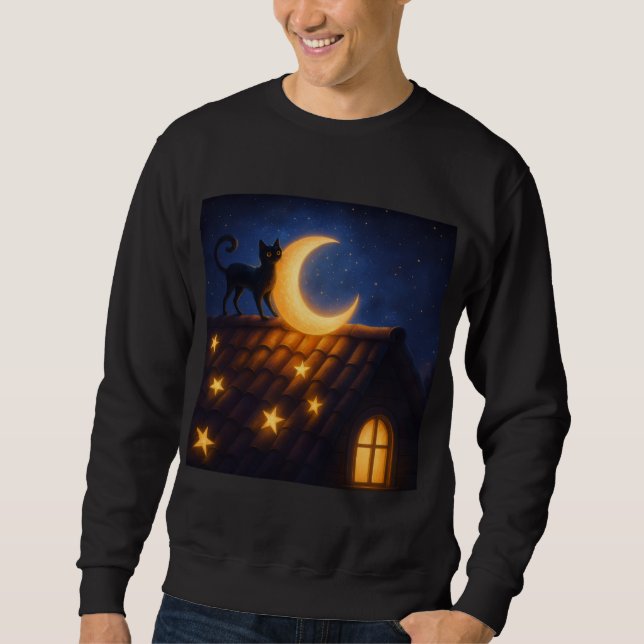Sudadera Moonlit Cat on Starry Rooftop (Anverso)