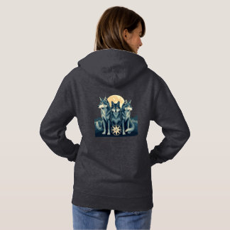 Sudadera Moonlit Wolf Pack Guardians | Mystical Compass Art