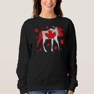Sudadera Moose de amor lindo en hoja de arce Bandera canadi