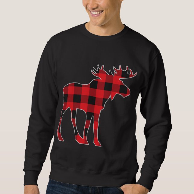 Sudadera Moose Elk Plaid Buffalo Check Pajama Lumberjack Ch (Anverso)