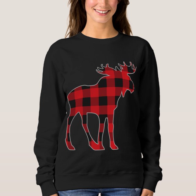 Sudadera Moose Elk Plaid Buffalo Check Pajama Lumberjack Ch (Anverso)