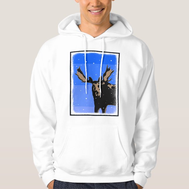 Sudadera Moose in Winter - Original Wildlife Art (Anverso)