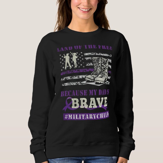 Sudadera Morado De Niños Militares Tierra De Mi Papi Libre (Anverso)