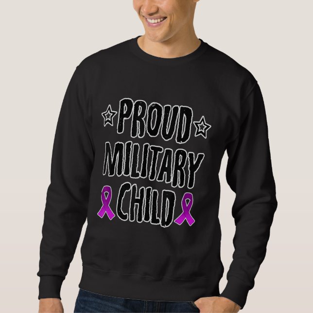 Sudadera Morado Orgulloso Niños Militares Niños Mon (Anverso)
