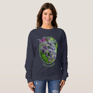 Sudadera Morado Wisteria Flor Mariposa personalizada
