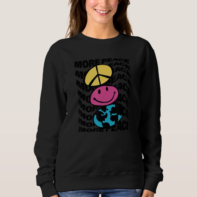 Sudadera More Peace Trippy Repeat Peace Sign Happy Face Ear (Anverso)