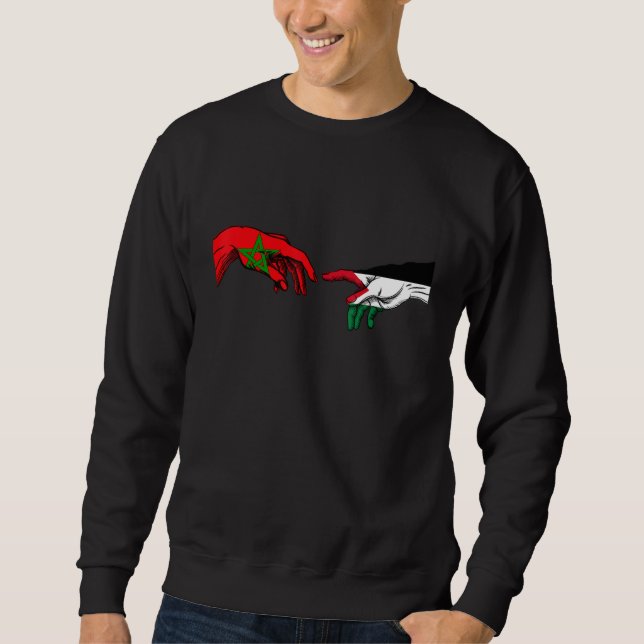 Sudadera Morocco Palestine Flag  Palestinian Moroccan Hands (Anverso)