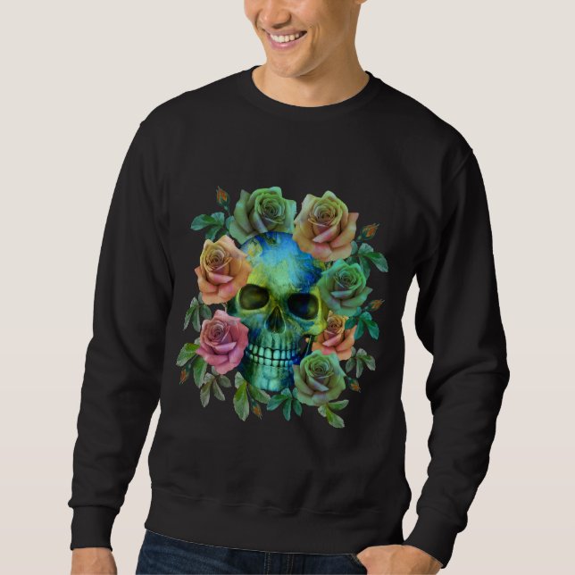 SUDADERA MORTAL VERDE CON FLORES (Anverso)