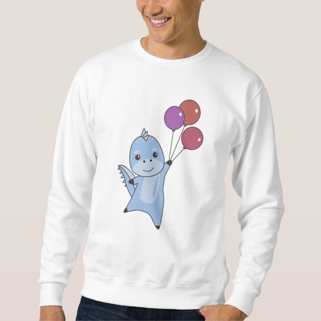 Sudadera Moscas De Dino Con Globos Animales Cute Dinosaurio (Anverso)
