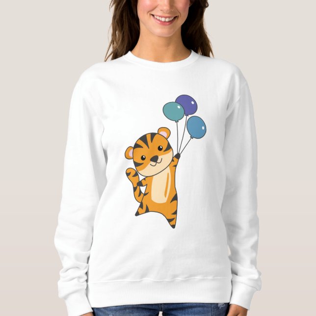Sudadera Moscas de tigre con globos, niños dulces (Anverso)