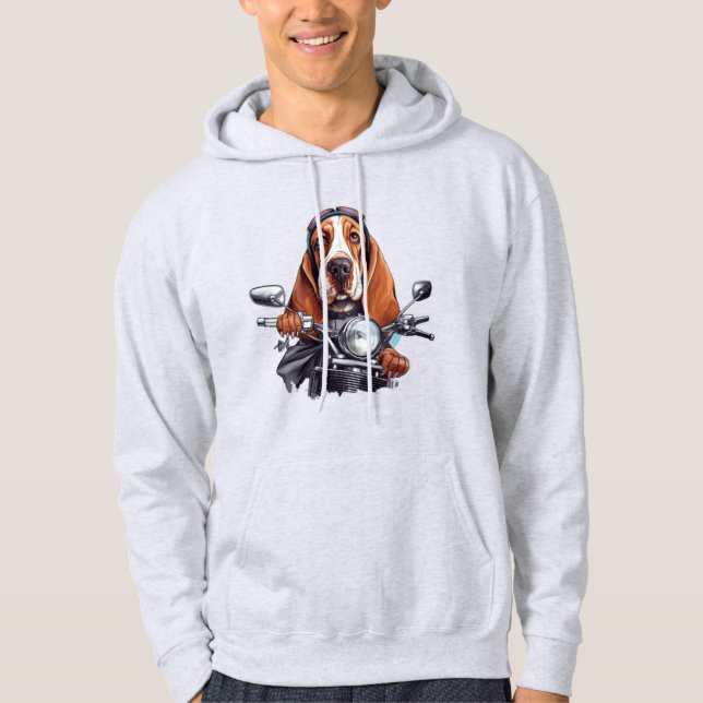 Sudadera Motero canino genial, conductor de perro basset ho (Anverso)