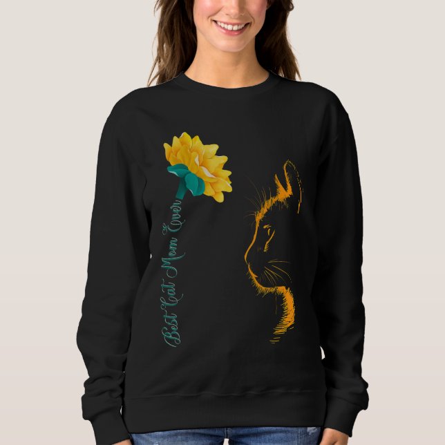 Sudadera Mother's Day Cat Best Cat Mom Ever Cat Mom Sunflow (Anverso)