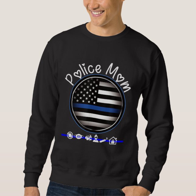 Sudadera Mothers Day for Cute Police Mom Flag Graphic Plus  (Anverso)