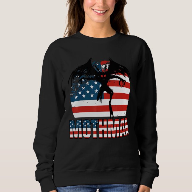 Sudadera Mothman Cryptid 4 De Julio Bandera Estadounidense (Anverso)