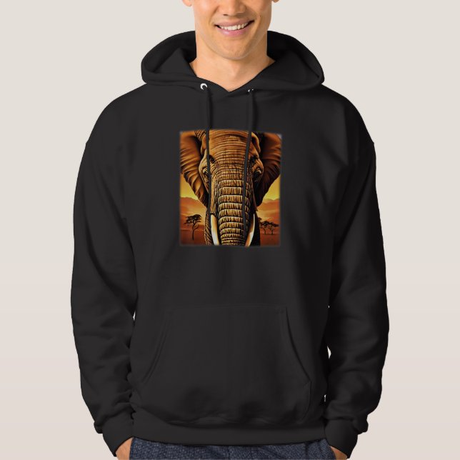 Sudadera Motismo de la cabeza del elefante animal material  (Anverso)