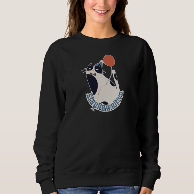 Sudadera Motivacional Stay Pawsitive Gato Esmoquin (Anverso)