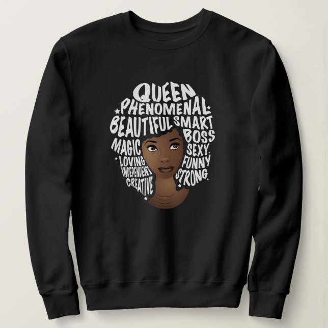 Sudadera Motivadoras mujeres negras, belleza natural del ca (Anverso del diseño)