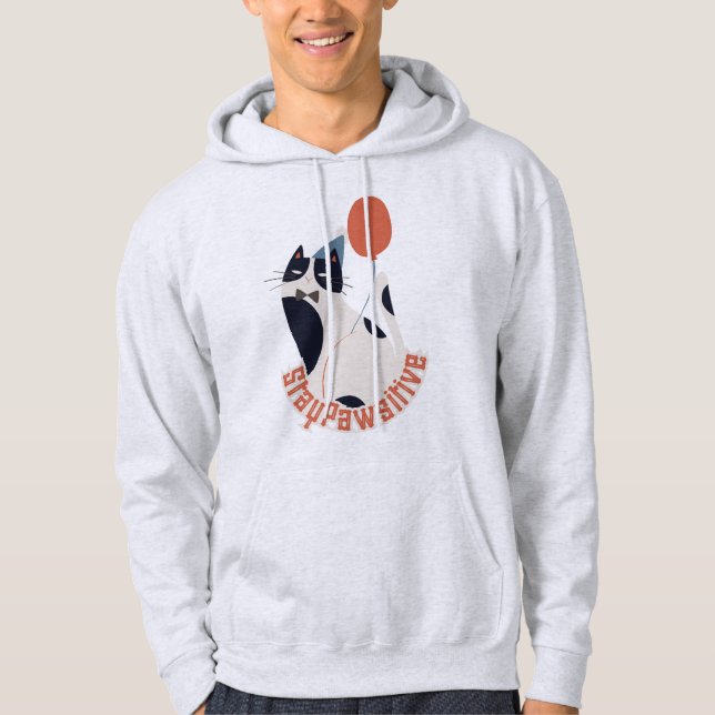 Sudadera Motivational Cat Pun Stay Pawsitive Gift Hoodie (Anverso)