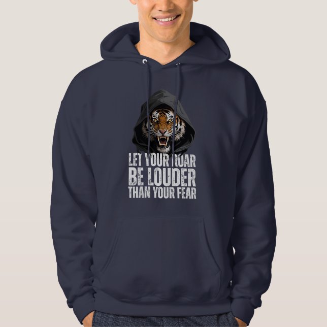 Sudadera Motivational Roaring Tiger Courage Quote (Anverso)
