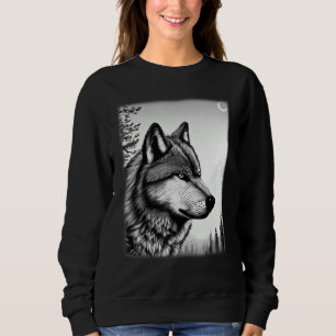 Sudadera Motivo de lobo cabeza de animal de bosque estampad